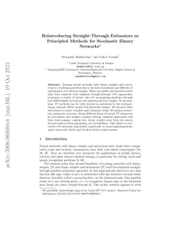 Reintroducing Straight-Through Estimators as Principled Methods for
  Stochastic Binary Networks