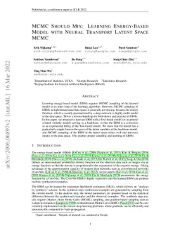 MCMC Should Mix: Learning Energy-Based Model with Neural Transport
  Latent Space MCMC
