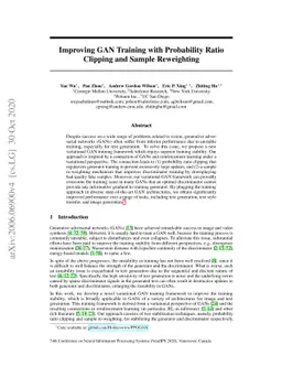 Improving GAN Training with Probability Ratio Clipping and Sample
  Reweighting