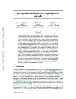 Self-organization of multi-layer spiking neural networks