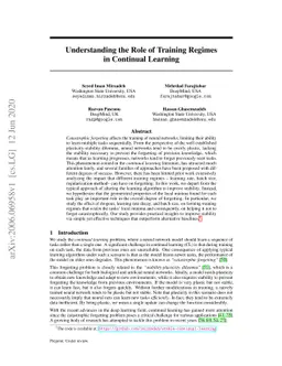 Understanding the Role of Training Regimes in Continual Learning