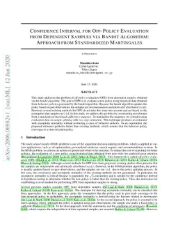 Confidence Interval for Off-Policy Evaluation from Dependent Samples via
  Bandit Algorithm: Approach from Standardized Martingales