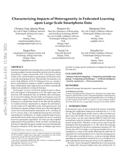 Characterizing Impacts of Heterogeneity in Federated Learning upon
  Large-Scale Smartphone Data