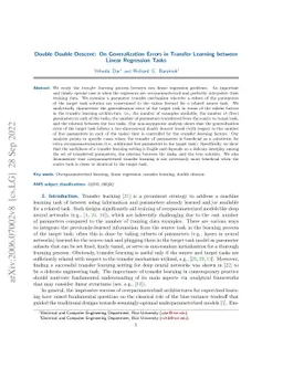 Double Double Descent: On Generalization Errors in Transfer Learning
  between Linear Regression Tasks