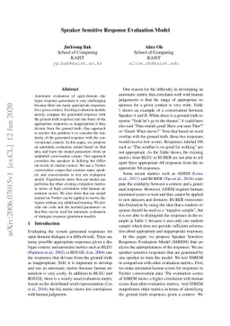 Speaker Sensitive Response Evaluation Model