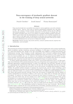 Non-convergence of stochastic gradient descent in the training of deep
  neural networks