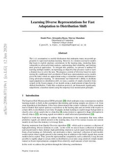Learning Diverse Representations for Fast Adaptation to Distribution
  Shift