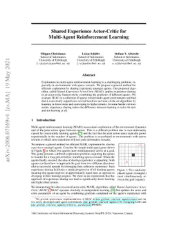 Shared Experience Actor-Critic for Multi-Agent Reinforcement Learning