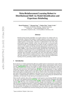 Meta-Reinforcement Learning Robust to Distributional Shift via Model
  Identification and Experience Relabeling