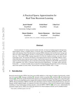 A Practical Sparse Approximation for Real Time Recurrent Learning