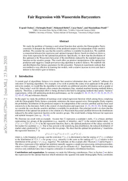 Fair Regression with Wasserstein Barycenters