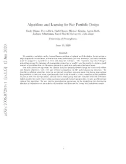 Algorithms and Learning for Fair Portfolio Design