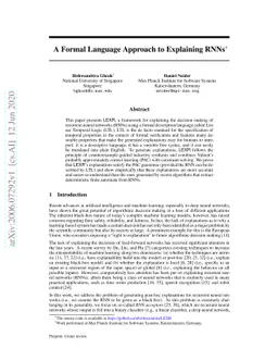 A Formal Language Approach to Explaining RNNs