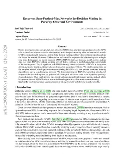 Recurrent Sum-Product-Max Networks for Decision Making in
  Perfectly-Observed Environments