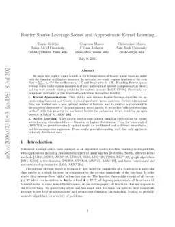 Fourier Sparse Leverage Scores and Approximate Kernel Learning