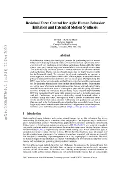 Residual Force Control for Agile Human Behavior Imitation and Extended
  Motion Synthesis
