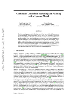 Continuous Control for Searching and Planning with a Learned Model