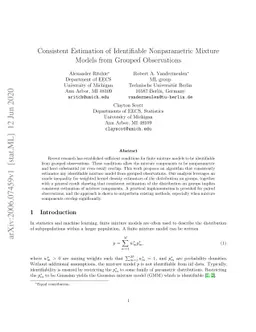 Consistent Estimation of Identifiable Nonparametric Mixture Models from
  Grouped Observations