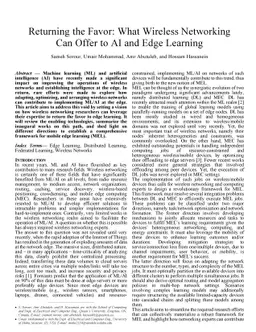 Returning the Favor: What Wireless Networking Can Offer to AI and Edge
  Learning
