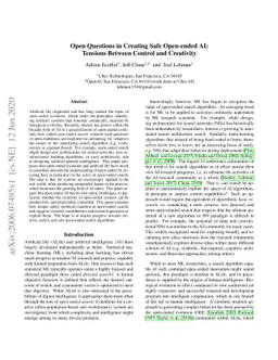 Open Questions in Creating Safe Open-ended AI: Tensions Between Control
  and Creativity