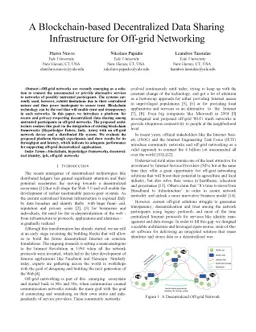 A Blockchain-based Decentralized Data Sharing Infrastructure for
  Off-grid Networking