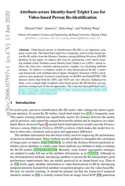 Attribute-aware Identity-hard Triplet Loss for Video-based Person
  Re-identification