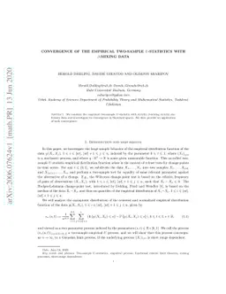 Convergence of the empirical two-sample $U$-statistics with
  $β$-mixing data