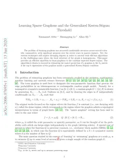 Learning Sparse Graphons and the Generalized Kesten-Stigum Threshold