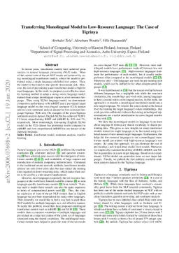 Transferring Monolingual Model to Low-Resource Language: The Case of
  Tigrinya