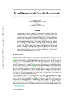 Beyond Random Matrix Theory for Deep Networks