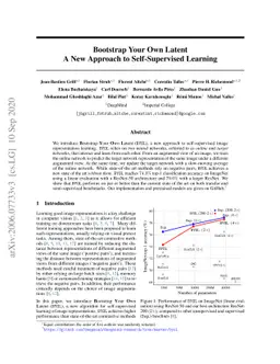 Bootstrap your own latent: A new approach to self-supervised Learning