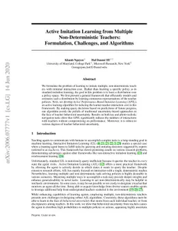 Active Imitation Learning from Multiple Non-Deterministic Teachers:
  Formulation, Challenges, and Algorithms