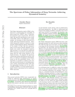 The Spectrum of Fisher Information of Deep Networks Achieving Dynamical
  Isometry