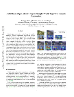 Multi-Miner: Object-Adaptive Region Mining for Weakly-Supervised
  Semantic Segmentation