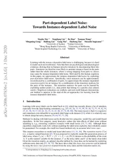 Part-dependent Label Noise: Towards Instance-dependent Label Noise