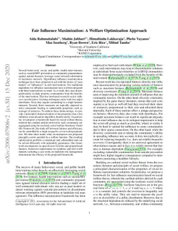 Fair Influence Maximization: A Welfare Optimization Approach