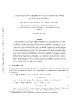 Nonasymptotic Guarantees for Spiked Matrix Recovery with Generative
  Priors