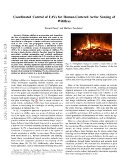 Coordinated Control of UAVs for Human-Centered Active Sensing of
  Wildfires