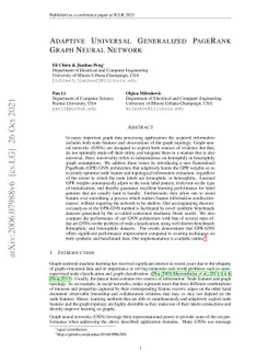 Adaptive Universal Generalized PageRank Graph Neural Network