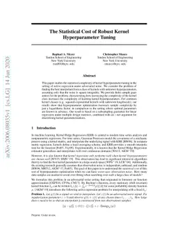 The Statistical Cost of Robust Kernel Hyperparameter Tuning