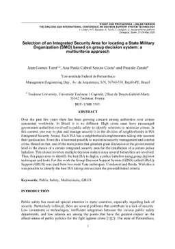 Selection of an Integrated Security Area for locating a State Military
  Organization (SMO) based on group decision system: a multicriteria approach