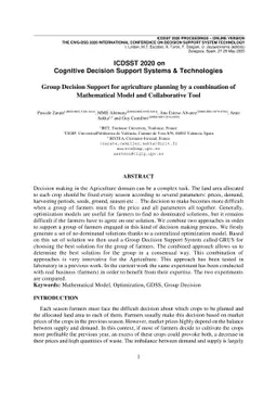 Group Decision Support for agriculture planning by a combination of
  Mathematical Model and Collaborative Tool