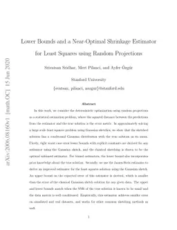 Lower Bounds and a Near-Optimal Shrinkage Estimator for Least Squares
  using Random Projections