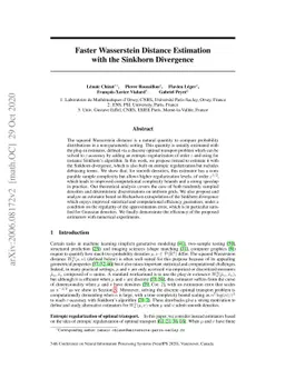 Faster Wasserstein Distance Estimation with the Sinkhorn Divergence