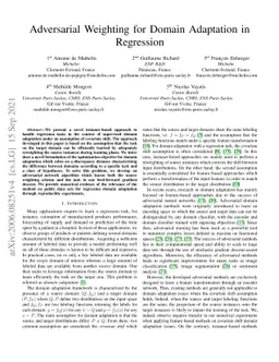 Adversarial Weighting for Domain Adaptation in Regression