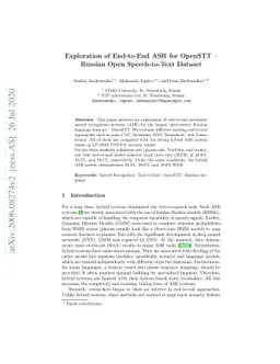 Exploration of End-to-End ASR for OpenSTT -- Russian Open Speech-to-Text
  Dataset