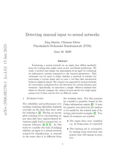 Detecting unusual input to neural networks