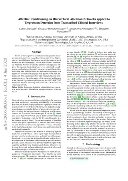 Affective Conditioning on Hierarchical Networks applied to Depression
  Detection from Transcribed Clinical Interviews