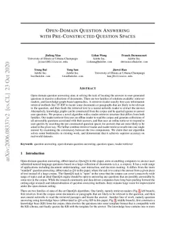 Open-Domain Question Answering with Pre-Constructed Question Spaces