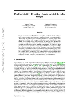 Pixel Invisibility: Detecting Objects Invisible in Color Images
